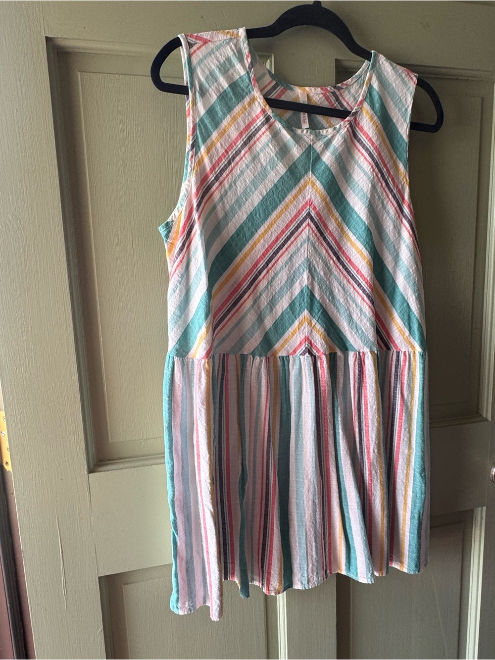 Lime n Chili Boutique Brand Striped Sleeveless Summer Dress - Pastel Multicolor